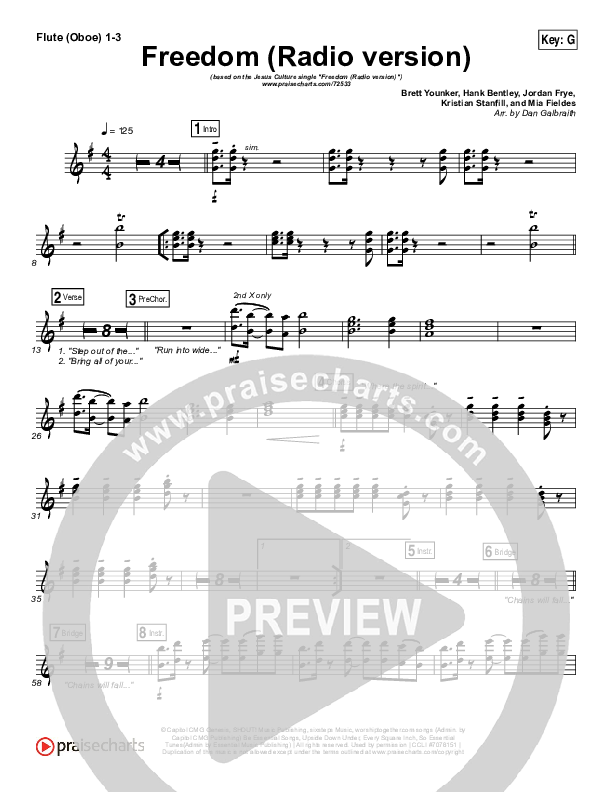 Freedom (Radio) Flute/Oboe 1/2/3 (Jesus Culture / Kim Walker-Smith)