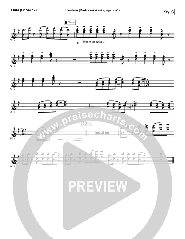 Freedom (Radio) Flute/Oboe 1/2/3 (Jesus Culture / Kim Walker-Smith)