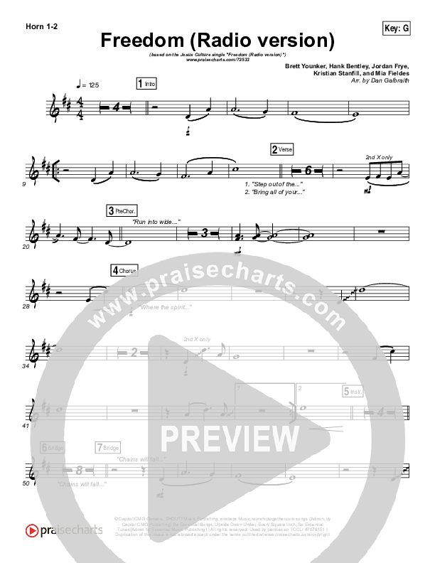 Freedom (Radio) French Horn 1/2 (Jesus Culture / Kim Walker-Smith)