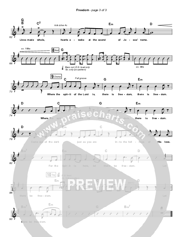 Freedom (Radio) Lead Sheet (Melody) (Jesus Culture / Kim Walker-Smith)