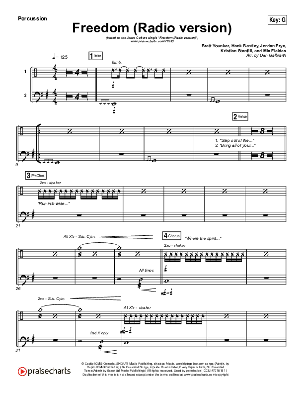 Freedom (Radio) Percussion (Jesus Culture / Kim Walker-Smith)