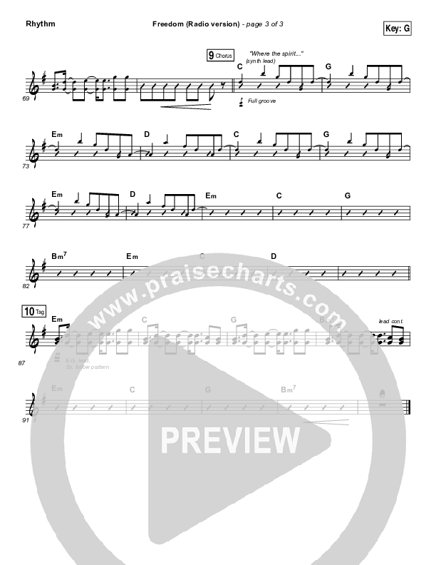 Freedom (Radio) Rhythm Chart (Jesus Culture / Kim Walker-Smith)