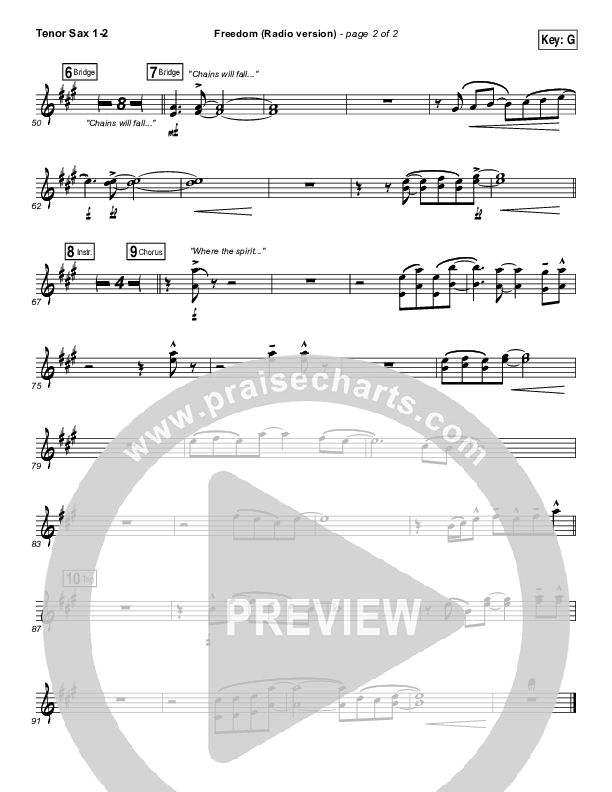 Freedom (Radio) Tenor Sax 1/2 (Jesus Culture / Kim Walker-Smith)