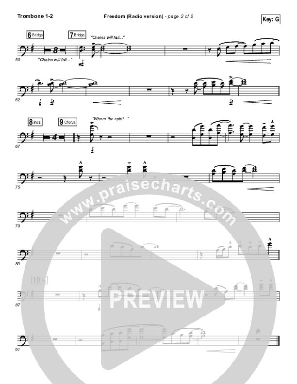 Freedom (Radio) Trombone 1/2 (Jesus Culture / Kim Walker-Smith)