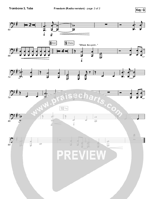 Freedom (Radio) Trombone 3/Tuba (Jesus Culture / Kim Walker-Smith)
