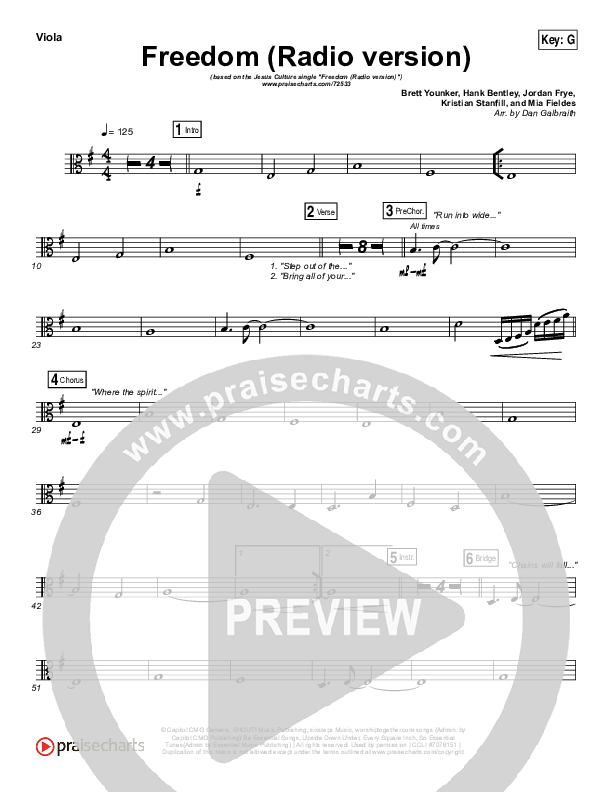 Freedom (Radio) Viola (Jesus Culture / Kim Walker-Smith)