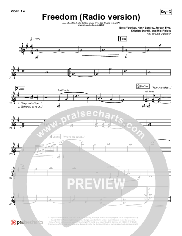 Freedom (Radio) Violin 1/2 (Jesus Culture / Kim Walker-Smith)