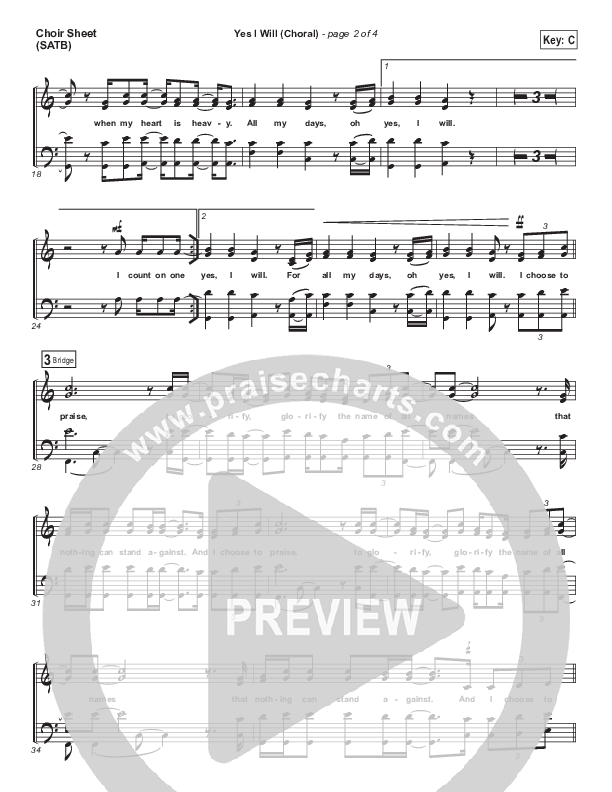 Yes I Will (Choral Anthem SATB) Choir Sheet (SATB) (Vertical Worship / Arr. Luke Gambill)