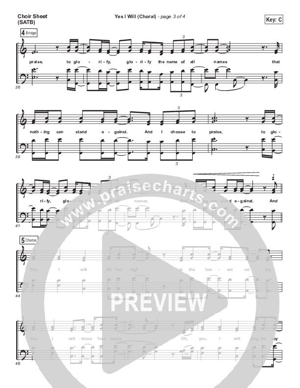 Yes I Will (Choral Anthem SATB) Choir Sheet (SATB) (Vertical Worship / Arr. Luke Gambill)