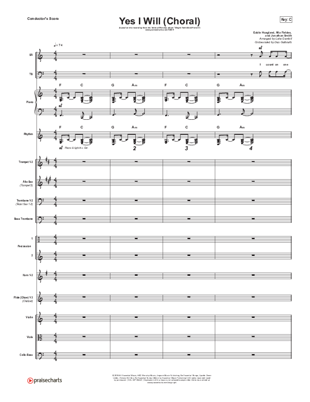 Yes I Will (Choral Anthem SATB) Orchestration (Vertical Worship / Arr. Luke Gambill)