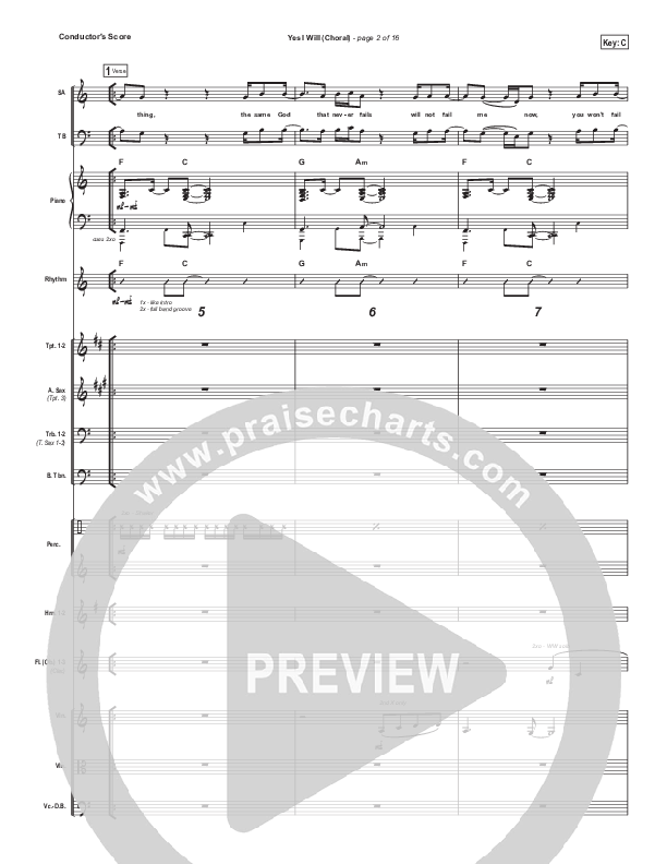 Yes I Will (Choral Anthem SATB) Conductor's Score (Vertical Worship / Arr. Luke Gambill)