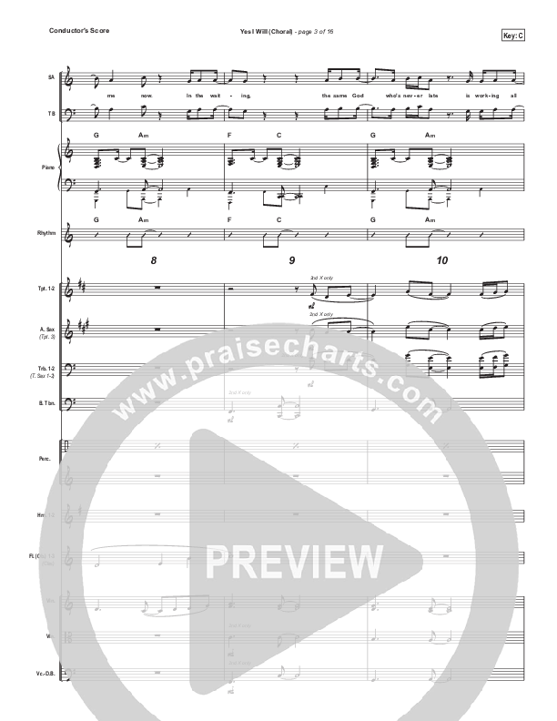 Yes I Will (Choral Anthem SATB) Conductor's Score (Vertical Worship / Arr. Luke Gambill)