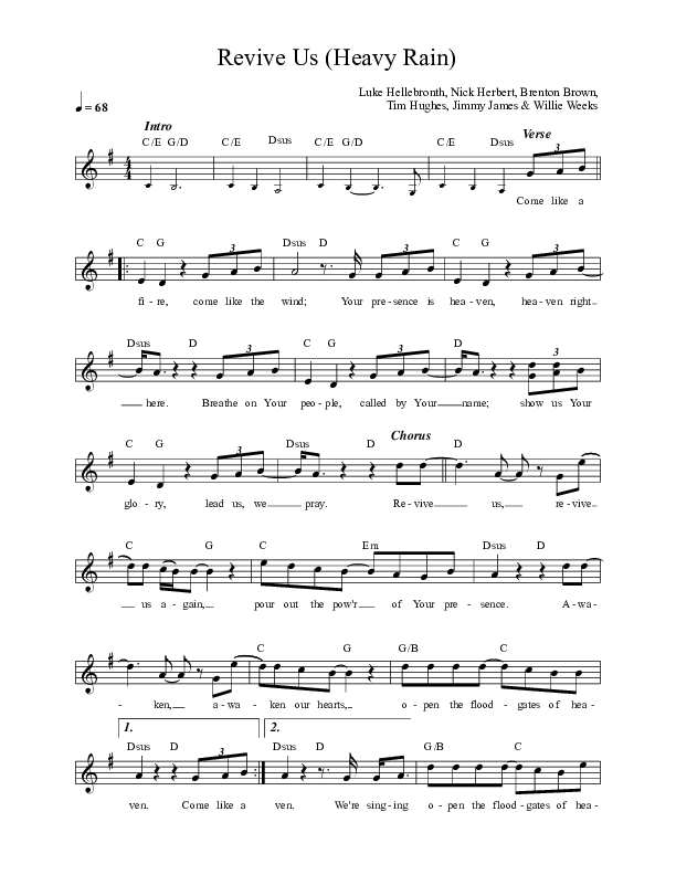 Revive Us (Heavy Rain) Lead Sheet (Luke + Anna Hellebronth)