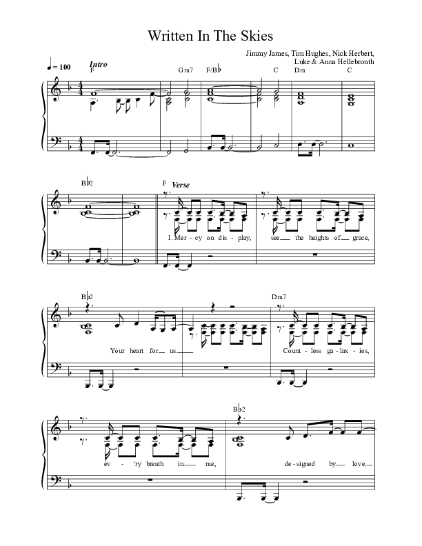 Written In The Skies Lead Sheet (SAT) (Luke + Anna Hellebronth)