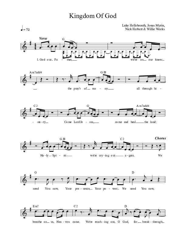 Kingdom Of God Lead Sheet (Luke + Anna Hellebronth)