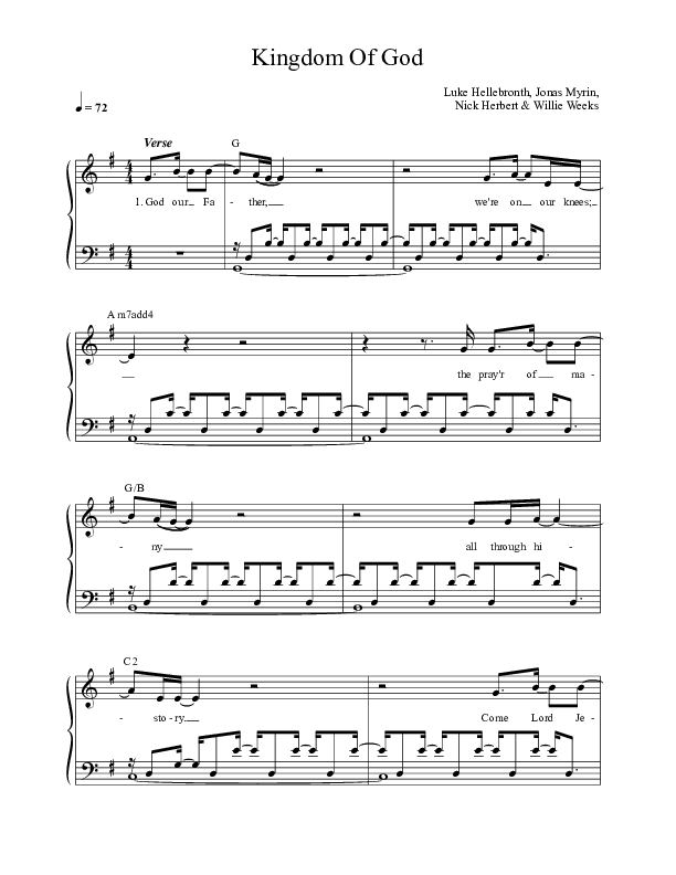 Kingdom Of God Lead Sheet (SAT) (Luke + Anna Hellebronth)