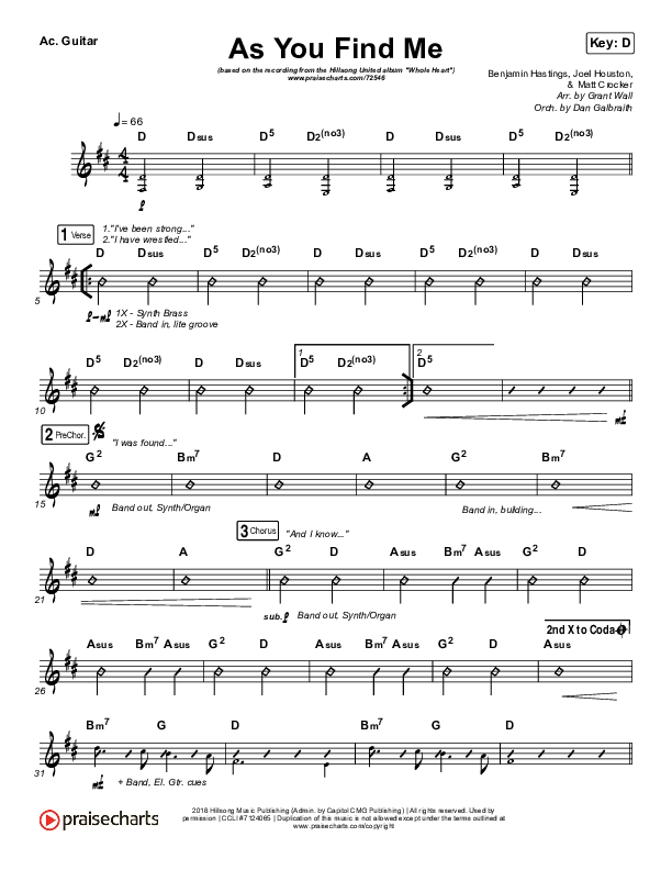 As You Find Me Acoustic Guitar (Hillsong UNITED)