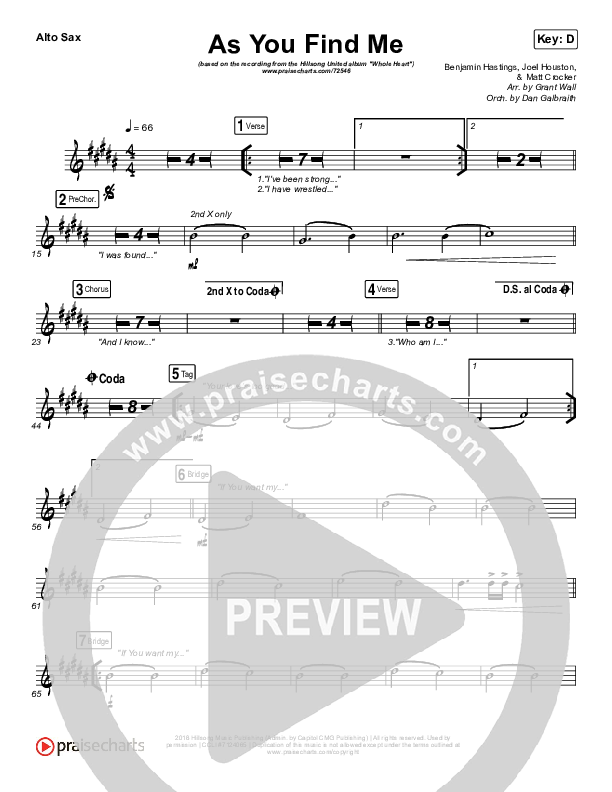 As You Find Me Alto Sax (Hillsong UNITED)