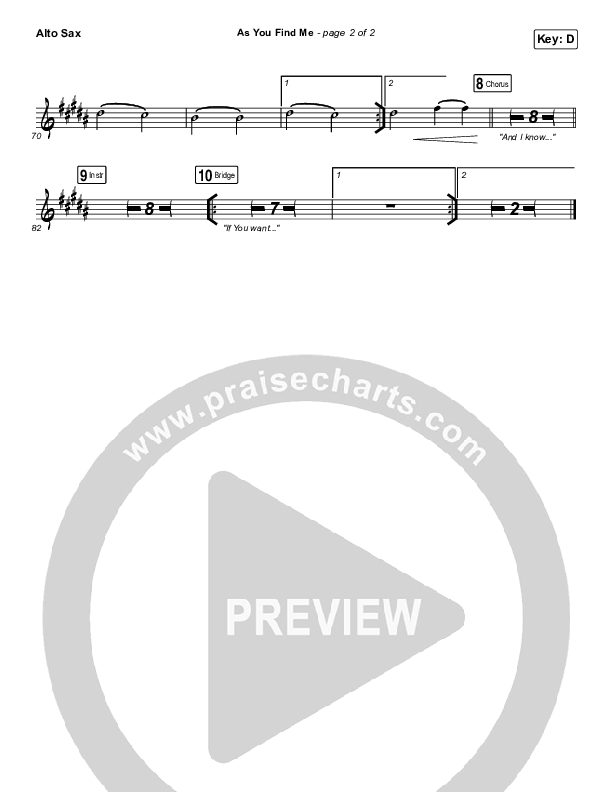 As You Find Me Alto Sax (Hillsong UNITED)
