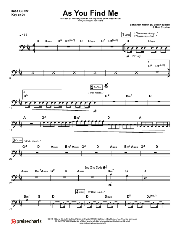 As You Find Me Bass Guitar (Hillsong UNITED)