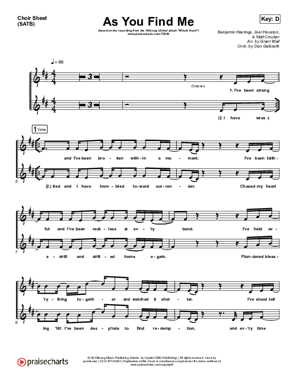 As You Find Me Choir Sheet (SATB) (Hillsong UNITED)