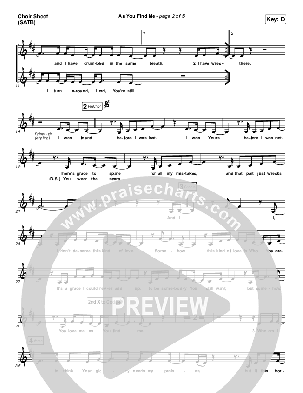 As You Find Me Choir Sheet (SATB) (Hillsong UNITED)
