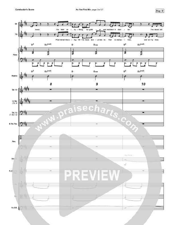 As You Find Me Conductor's Score (Hillsong UNITED)