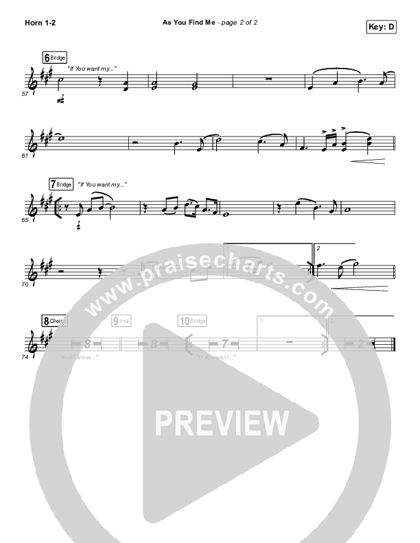 As You Find Me French Horn 1/2 (Hillsong UNITED)