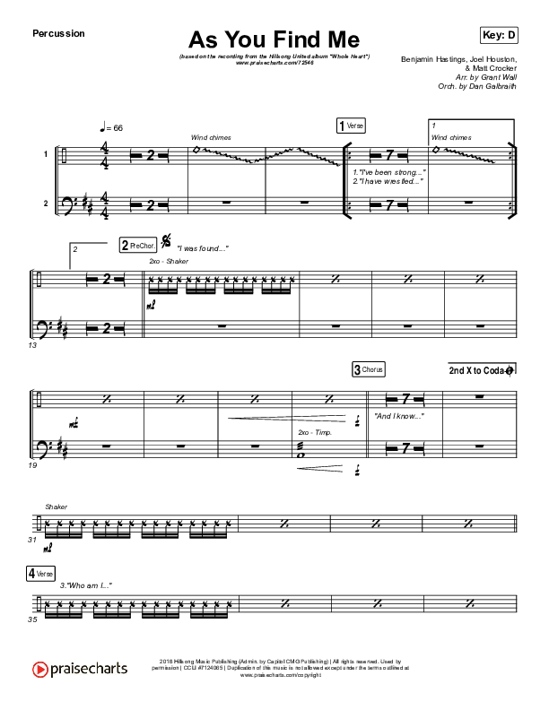 As You Find Me Percussion (Hillsong UNITED)