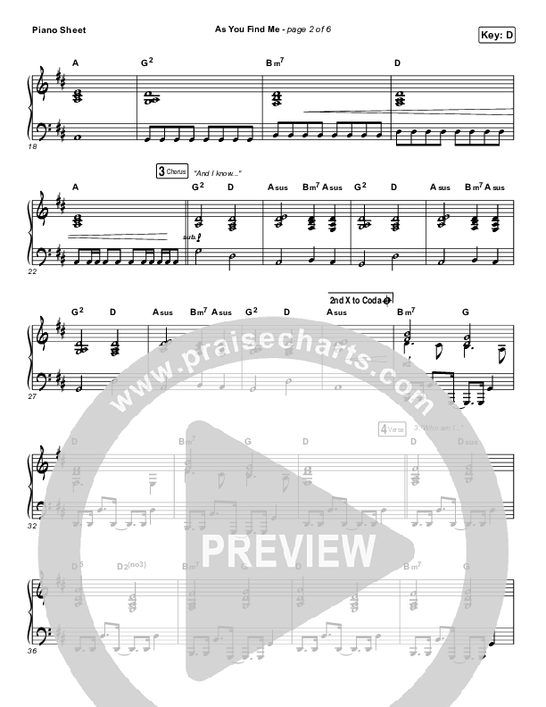 As You Find Me Piano Sheet (Hillsong UNITED)