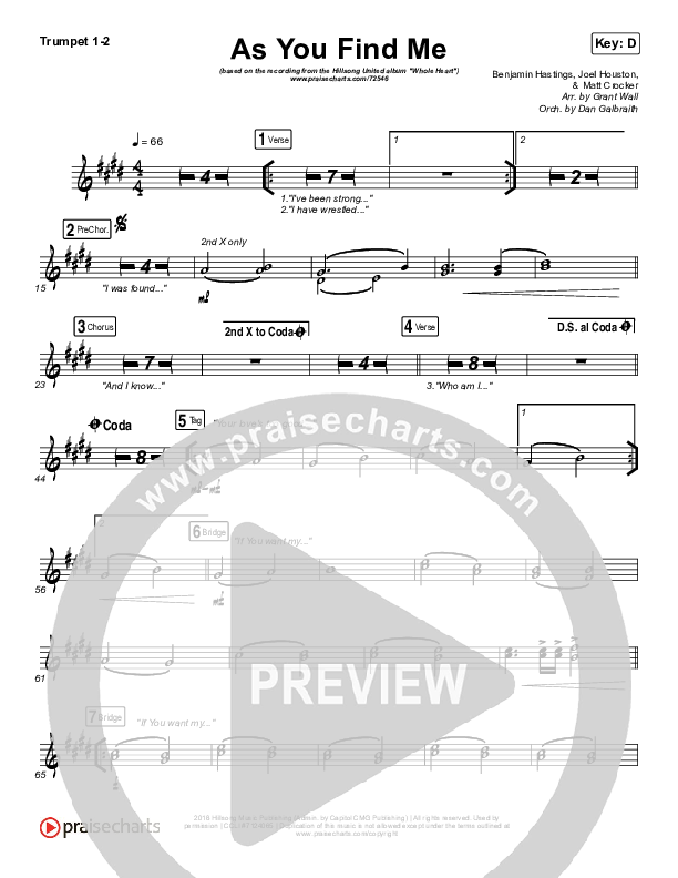 As You Find Me Trumpet 1,2 (Hillsong UNITED)