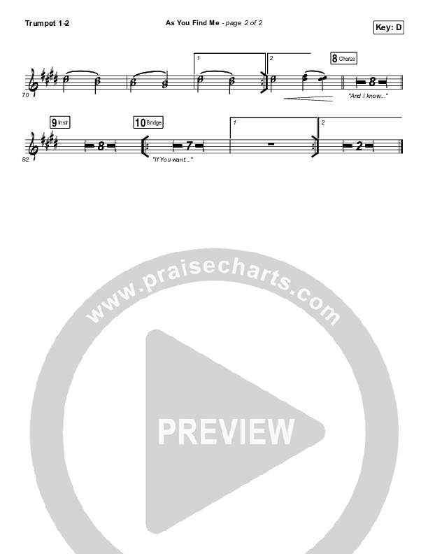 As You Find Me Trumpet 1,2 (Hillsong UNITED)