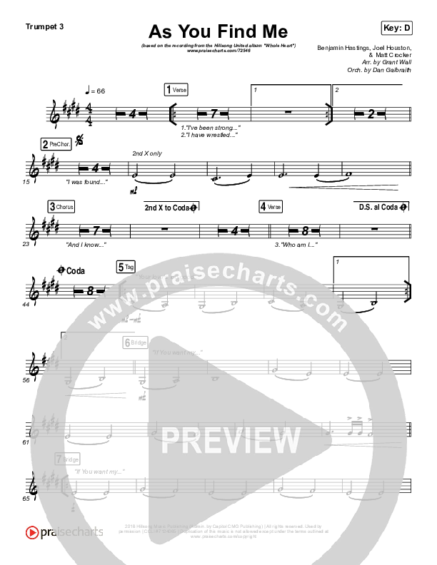 As You Find Me Trumpet 3 (Hillsong UNITED)