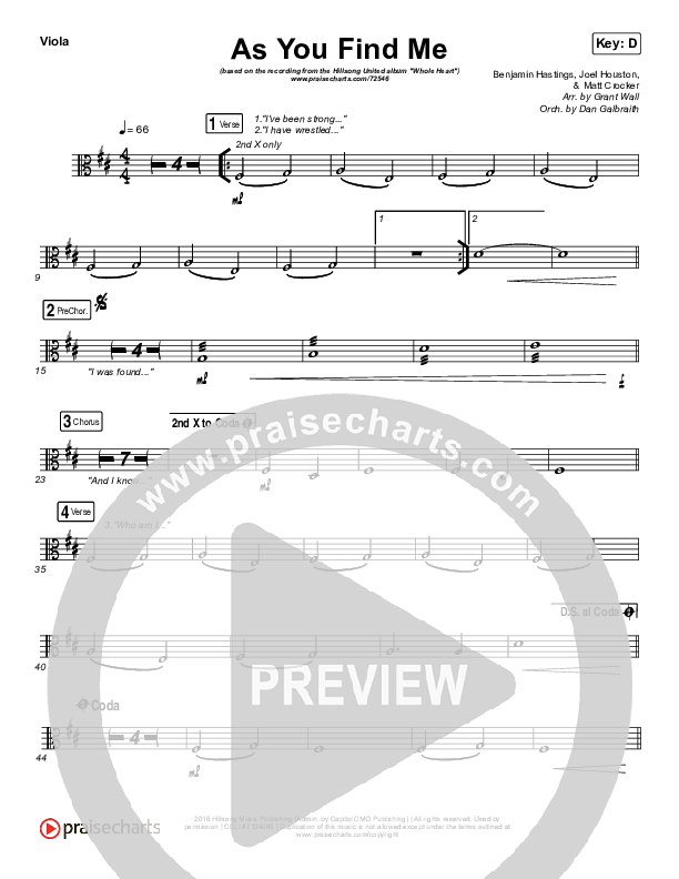 As You Find Me Viola (Hillsong UNITED)