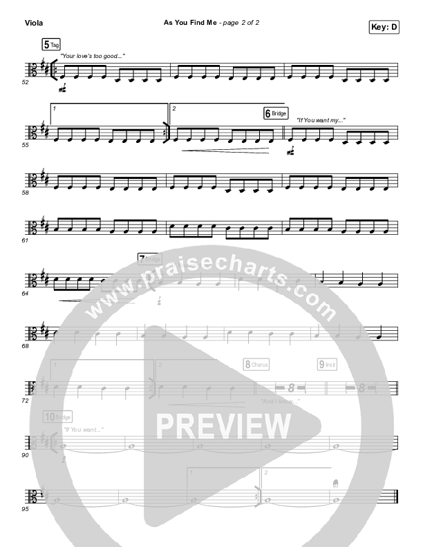 As You Find Me Viola (Hillsong UNITED)