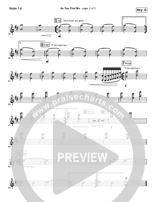 As You Find Me Violin 1/2 (Hillsong UNITED)