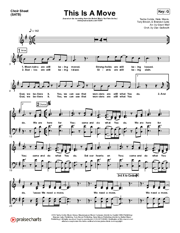 This Is A Move (YouTube) Choir Sheet (SATB) (Brandon Lake / Bethel Music)