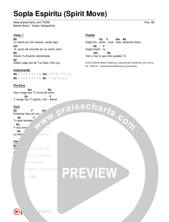 Sopla Espiritu (Spirit Move) Chords & Lyrics (Bethel Music / kalley)