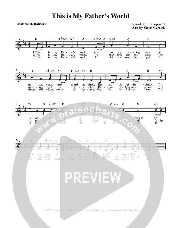 This Is My Father's World Lead Sheet (Stephen Merrick)