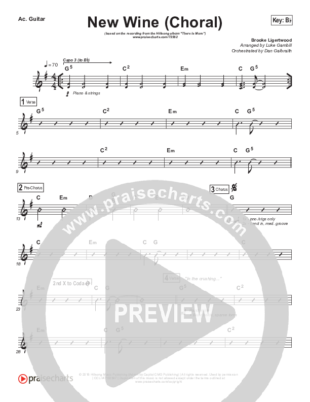 New Wine (Choral Anthem SATB) Rhythm Chart (Hillsong Worship / Arr. Luke Gambill)
