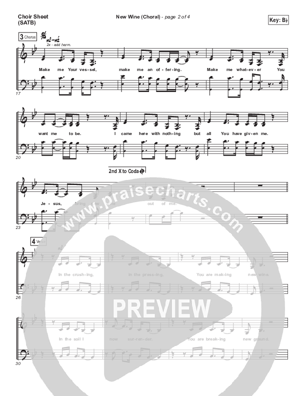 New Wine (Choral Anthem SATB) Choir Sheet (SATB) (Hillsong Worship / Arr. Luke Gambill)