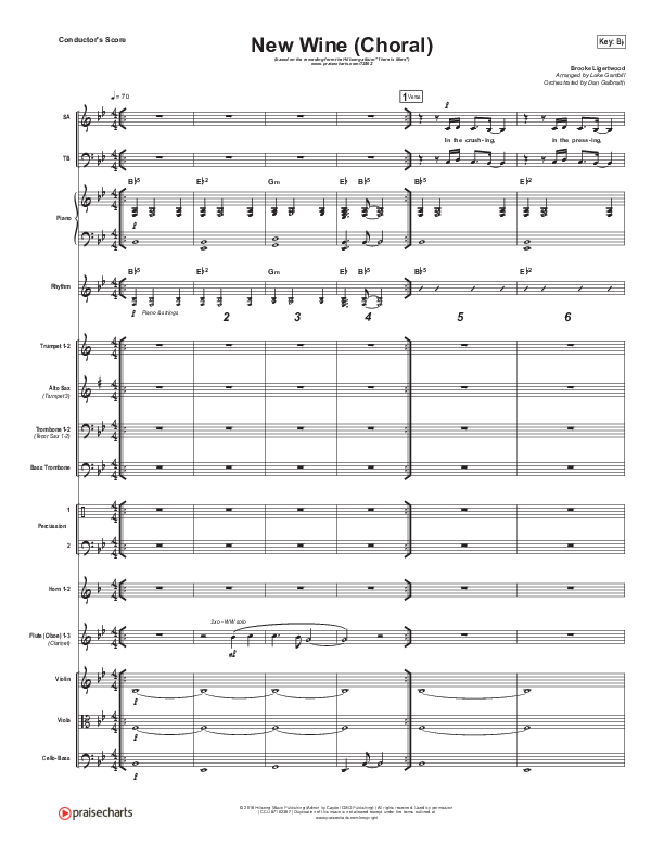New Wine (Choral Anthem SATB) Conductor's Score (Hillsong Worship / Arr. Luke Gambill)