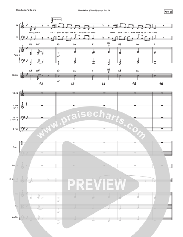 New Wine (Choral Anthem SATB) Conductor's Score (Hillsong Worship / Arr. Luke Gambill)