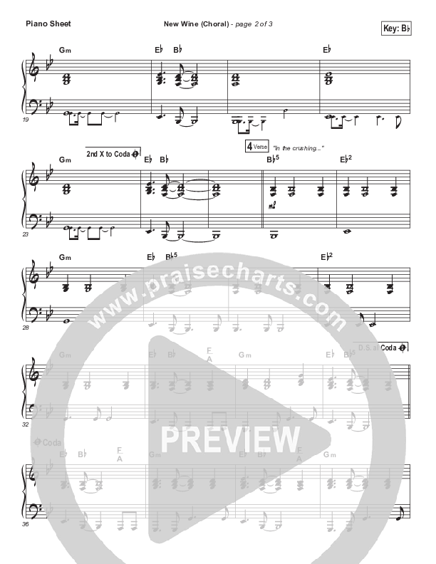 New Wine (Choral Anthem SATB) Piano Sheet (Hillsong Worship / Arr. Luke Gambill)
