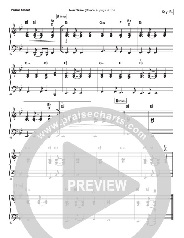 New Wine (Choral Anthem SATB) Piano Sheet (Hillsong Worship / Arr. Luke Gambill)