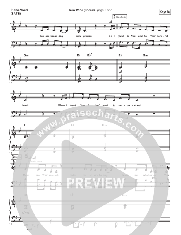 New Wine (Choral Anthem SATB) Piano/Vocal Pack (Hillsong Worship / Arr. Luke Gambill)