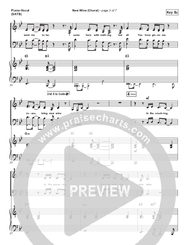 New Wine (Choral Anthem SATB) Piano/Vocal Pack (Hillsong Worship / Arr. Luke Gambill)