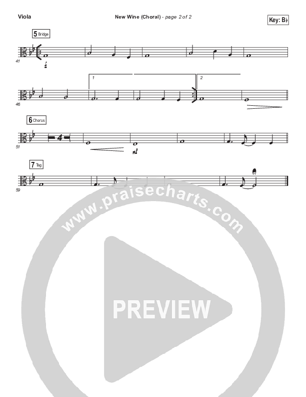 New Wine (Choral Anthem SATB) Viola (Hillsong Worship / Arr. Luke Gambill)