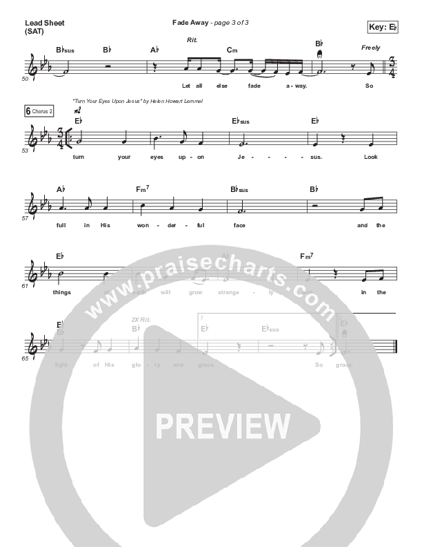 Fade Away (Choral Anthem SATB) Lead Sheet (SAT) (Passion / Melodie Malone / Arr. Luke Gambill)
