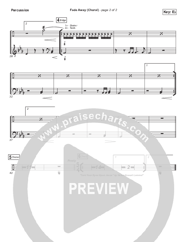 Fade Away (Choral Anthem SATB) Percussion (Passion / Melodie Malone / Arr. Luke Gambill)